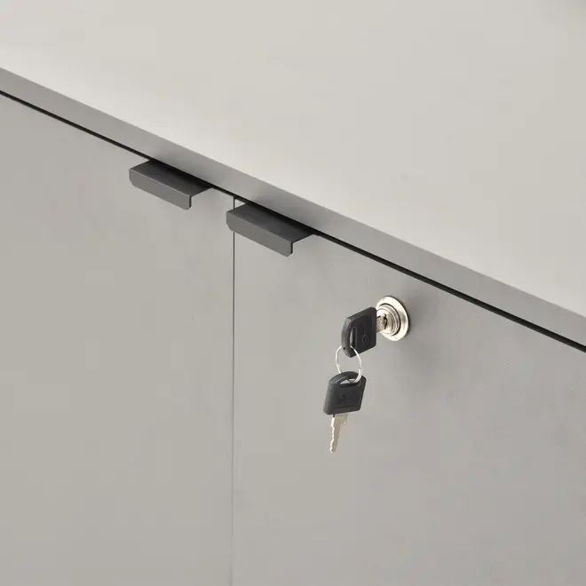 ARMÁRIO PARA ESCRITÓRIO BAIXO 2 PORTAS SLEEK - GRAFITE/PRETO - Foto 7