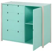 CÔMODA 4 GAVETAS/1 PORTA 1,07 M X 42 CM PIN PLAY - NATURAL WASHED/MENTA - Foto 5