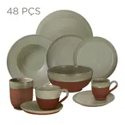 APARELHO DE JANTAR 48 PEÇAS PALEO - SÁLVIA/ARGILA - Foto 1