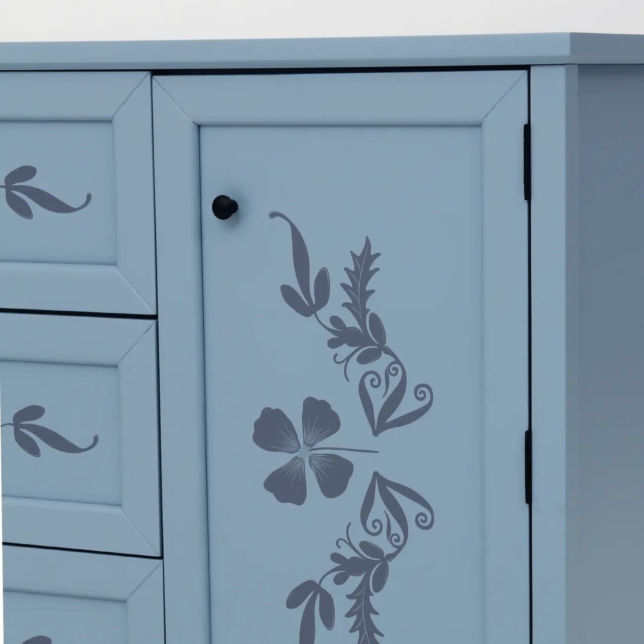 CÔMODA 3 GAVETAS/1 PORTA 93 CM X 53 CM BOUQUET XODÓ - BLEU CENDRÉ/MULTICOR - Foto 12