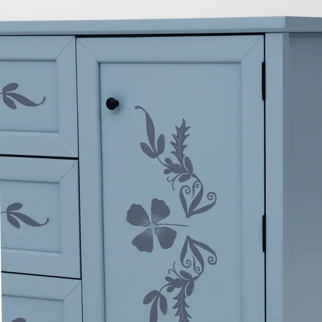 CÔMODA 3 GAVETAS/1 PORTA 93 CM X 53 CM BOUQUET XODÓ - BLEU CENDRÉ/MULTICOR - Foto 12