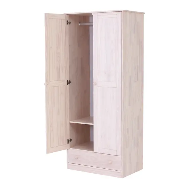GUARDA-ROUPA DE SOLTEIRO 2 PORTAS/1 GAVETA TIMBER - BRANCO LAVADO - Foto 6