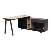 MESA COM BALCÃO 1 PORTA BASCULANTE/1 GAVETA 1,60 M X 1,60 M ALETA - KONKRET/OAK TAMMI - Foto 5