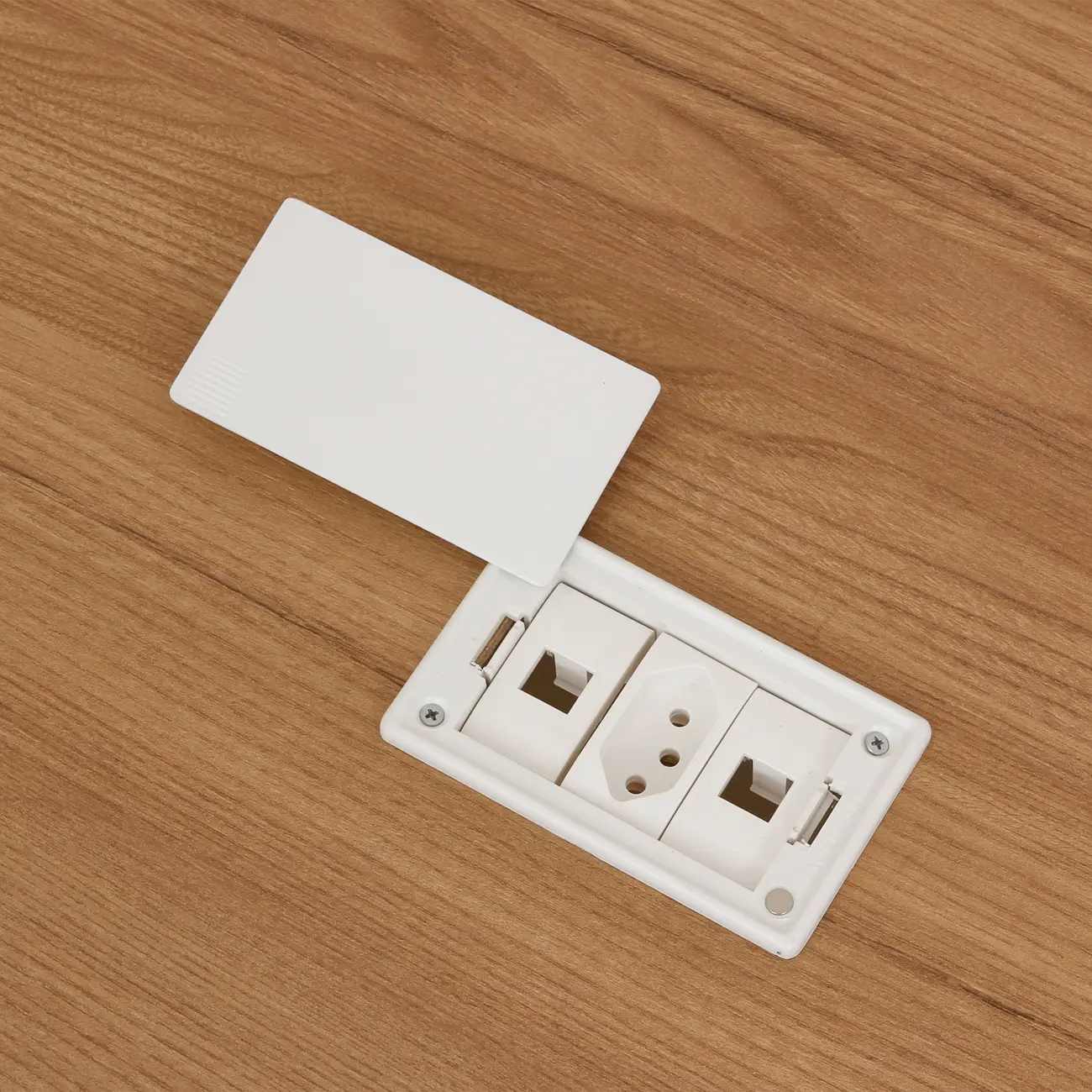 MESA REUNIÃO 2,10 M X 1,10 M COM CAIXA PARA CONECTIVIDADE BOSS - OAK TAMMI/BRANCO - Foto 13