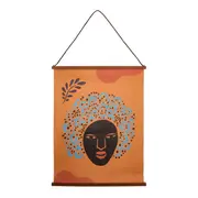 FLÂMULA 37 CM X 47 CM MULHER PÁSSARO SOL - TERRACOTA/MULTICOR - Foto 1
