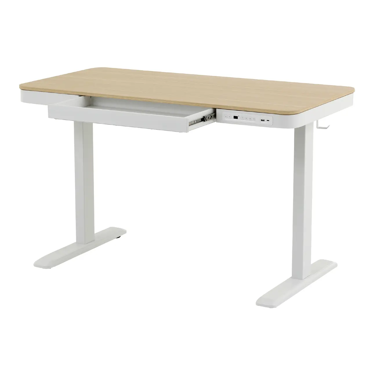 MESA DE ESCRITÓRIO REGULÁVEL E ELÉTRICA 1 GAVETA 1,18 M X 60 CM ELEVATION PLUS - BRANCO/CARVALHO - Foto 4