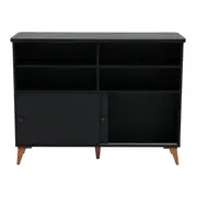 BALCÃO DE COZINHA COM 2 PORTAS DE CORRER 1,20 M X 60 CM LIN - PRETO/NOZES - Foto 3