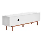 RACK 2 PORTAS/2 GAVETAS 1,90 M X 40 CM POINT - BRANCO/NOZES - Foto 6