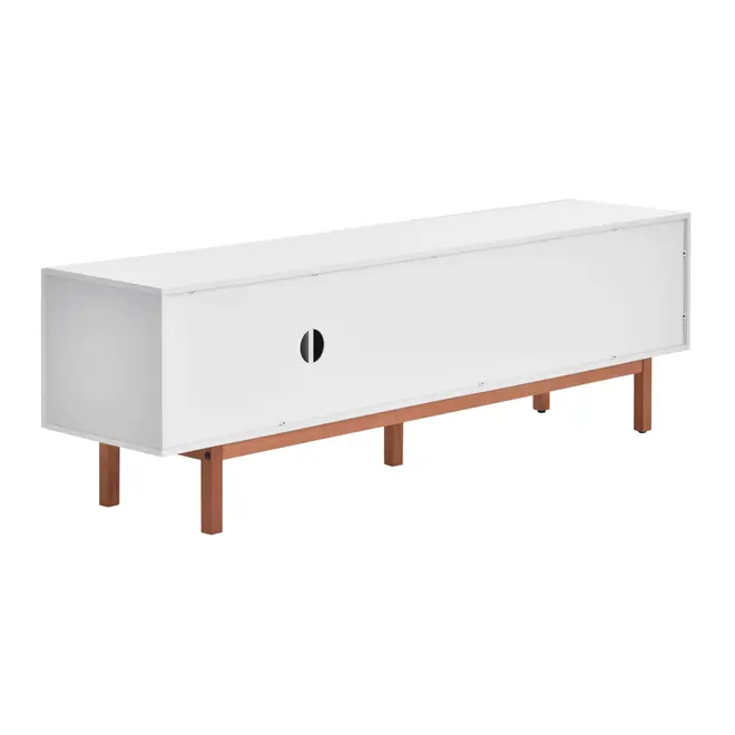 RACK 2 PORTAS/2 GAVETAS 1,90 M X 40 CM POINT - BRANCO/NOZES - Foto 6