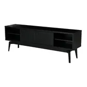 RACK 2 PORTAS DE CORRER 1,80 M X 40 CM COM PALHINHA ARES - EBANIZADO/PRETO - Foto 2