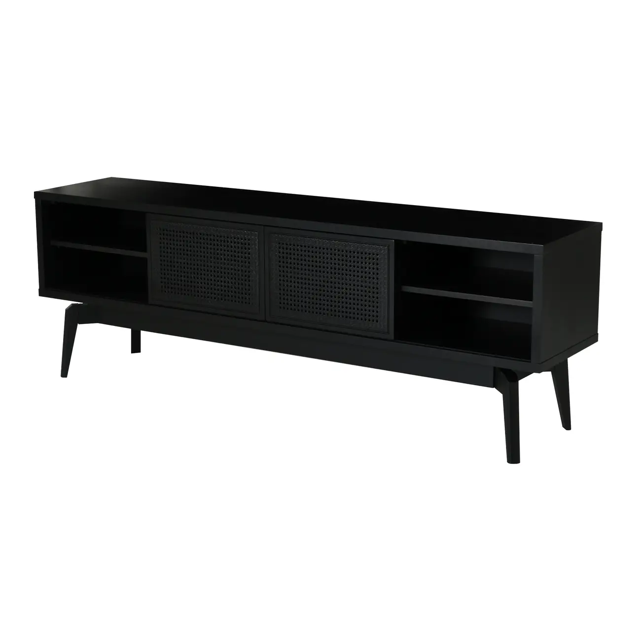 RACK 2 PORTAS DE CORRER 1,80 M X 40 CM COM PALHINHA ARES - EBANIZADO/PRETO - Foto 2