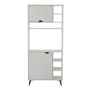 ARMÁRIO PARA ESCRITÓRIO ALTO 2 PORTAS LIN - BRANCO/NOZES - Foto 1