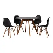 MESA REDONDA COM 4 CADEIRAS TAVE/WOOD - FAIA/PRETO - Foto 1