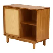 CÔMODA 4 GAVETAS/1 PORTA DE CORRER COM PALHINHA 90 CM X 40 CM PALHANDI - AMÊNDOA/NATURAL - Foto 4