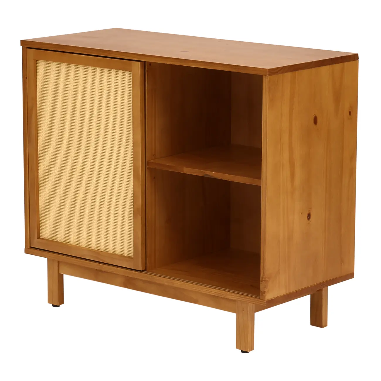 CÔMODA 4 GAVETAS/1 PORTA DE CORRER COM PALHINHA 90 CM X 40 CM PALHANDI - AMÊNDOA/NATURAL - Foto 4