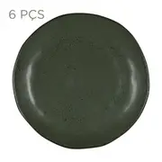 JOGO DE PRATO RASO C/6 PÇS GEO ORGÂNICO - VERDE ESCURO/PRETO - Foto 1