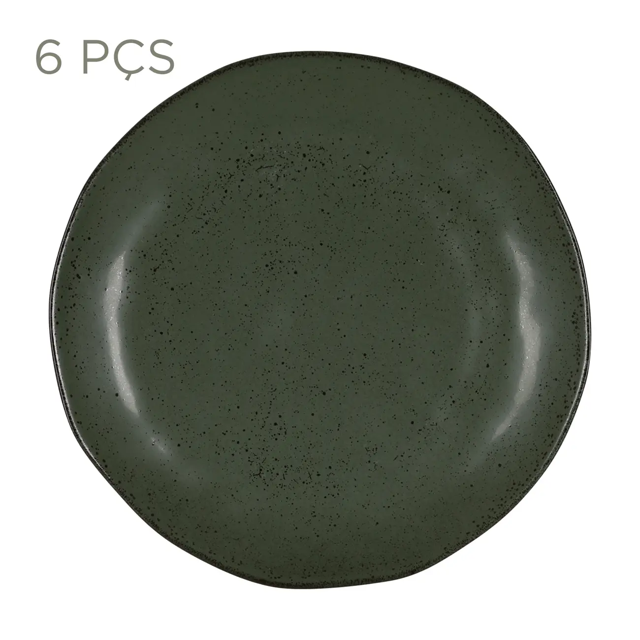 JOGO DE PRATO RASO C/6 PÇS GEO ORGÂNICO - VERDE ESCURO/PRETO - Foto 1