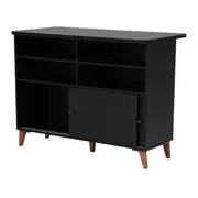 BALCÃO DE COZINHA COM 2 PORTAS DE CORRER 1,20 M X 60 CM LIN - PRETO/NOZES - Foto 6