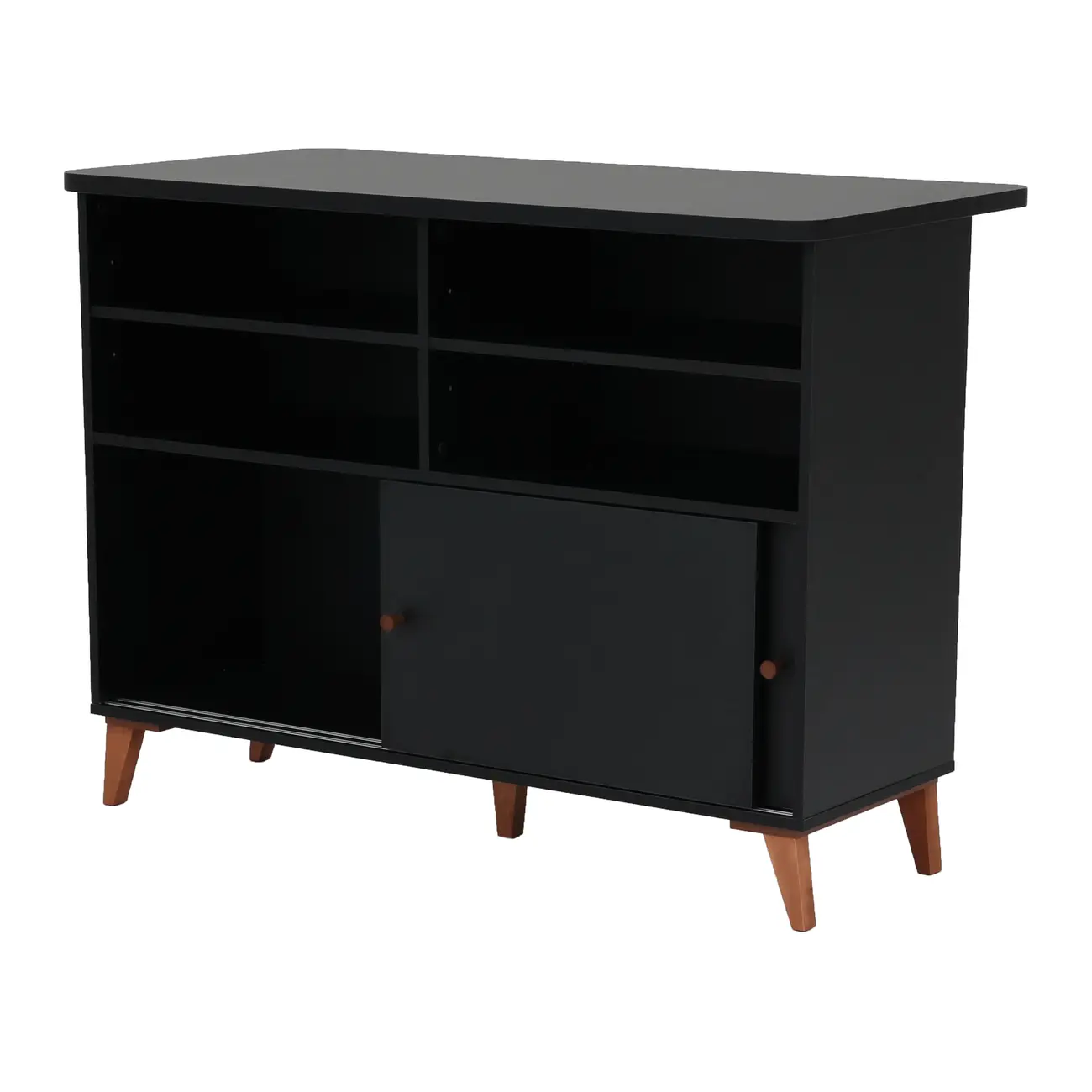 BALCÃO DE COZINHA COM 2 PORTAS DE CORRER 1,20 M X 60 CM LIN - PRETO/NOZES - Foto 6