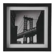 QUADRO 30 CM X 30 CM BROOKLYN BRIDGE - PRETO/BRANCO - Foto 1