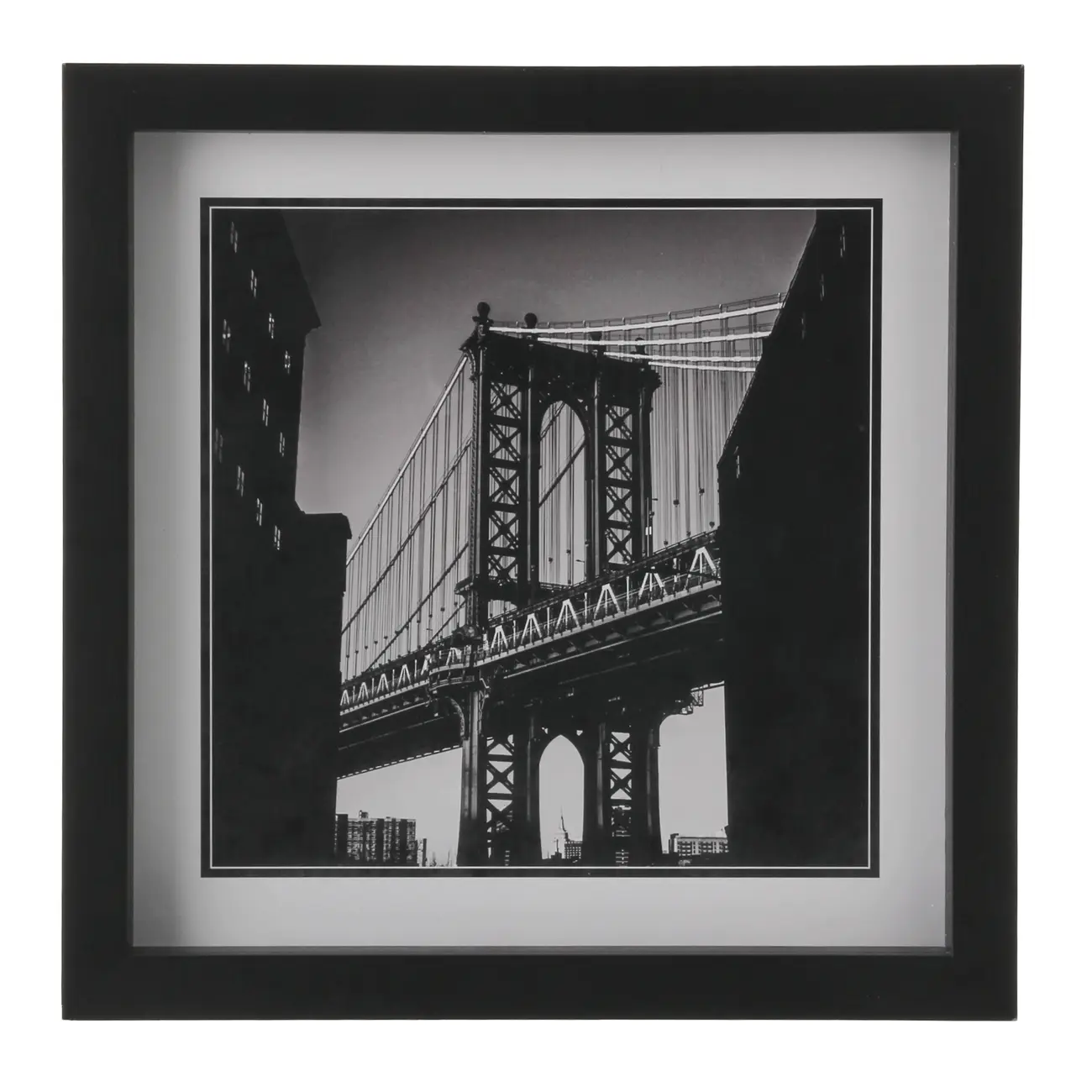QUADRO 30 CM X 30 CM BROOKLYN BRIDGE - PRETO/BRANCO - Foto 1