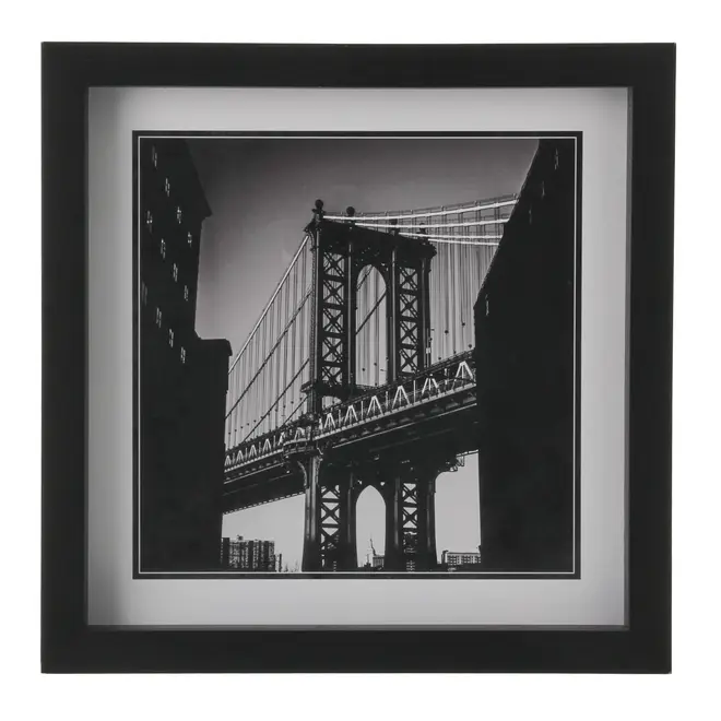 QUADRO 30 CM X 30 CM BROOKLYN BRIDGE - PRETO/BRANCO - Foto 1