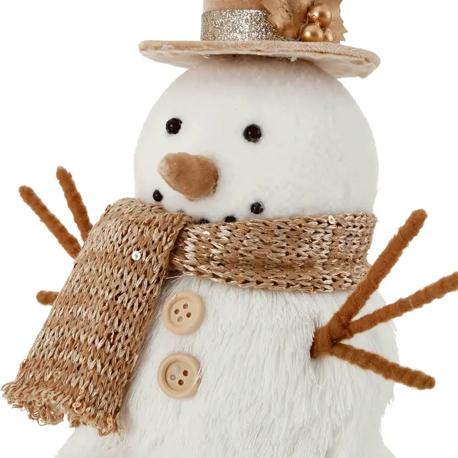 ADORNO BONECO NEVE 29 CM VILAREJO NOEL - BRANCO/NATURAL - Foto 7