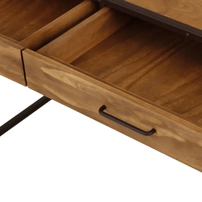 ESCRIVANINHA 2 GAVETAS 1,20 M X 52 CM STEAM TRUNK - CASTANHO/ENCERADO CASTANHO - Foto 7