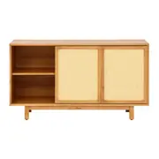 BUFFET 2 PORTAS DE CORRER COM PALHINHA 1,40 M X 40 CM PALHANDI - AMÊNDOA/NATURAL - Foto 2