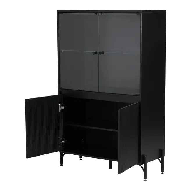 CRISTALEIRA 4 PORTAS 90X139 RIBS - PRETO/INCOLOR - Foto 10
