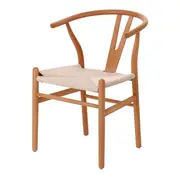 CADEIRA DE JANTAR WISHBONE II - FAIA/FIBRA CLARA - Foto 1