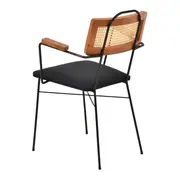 CADEIRA COM BRAÇOS E PALHINHA VIERNES - PRETO/PRETO - Foto 4