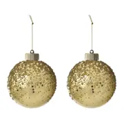 KIT PINGENTE BOLAS GLITTER COM 2 PEÇAS NATAL ASTRAL - DOURADO - Foto 1