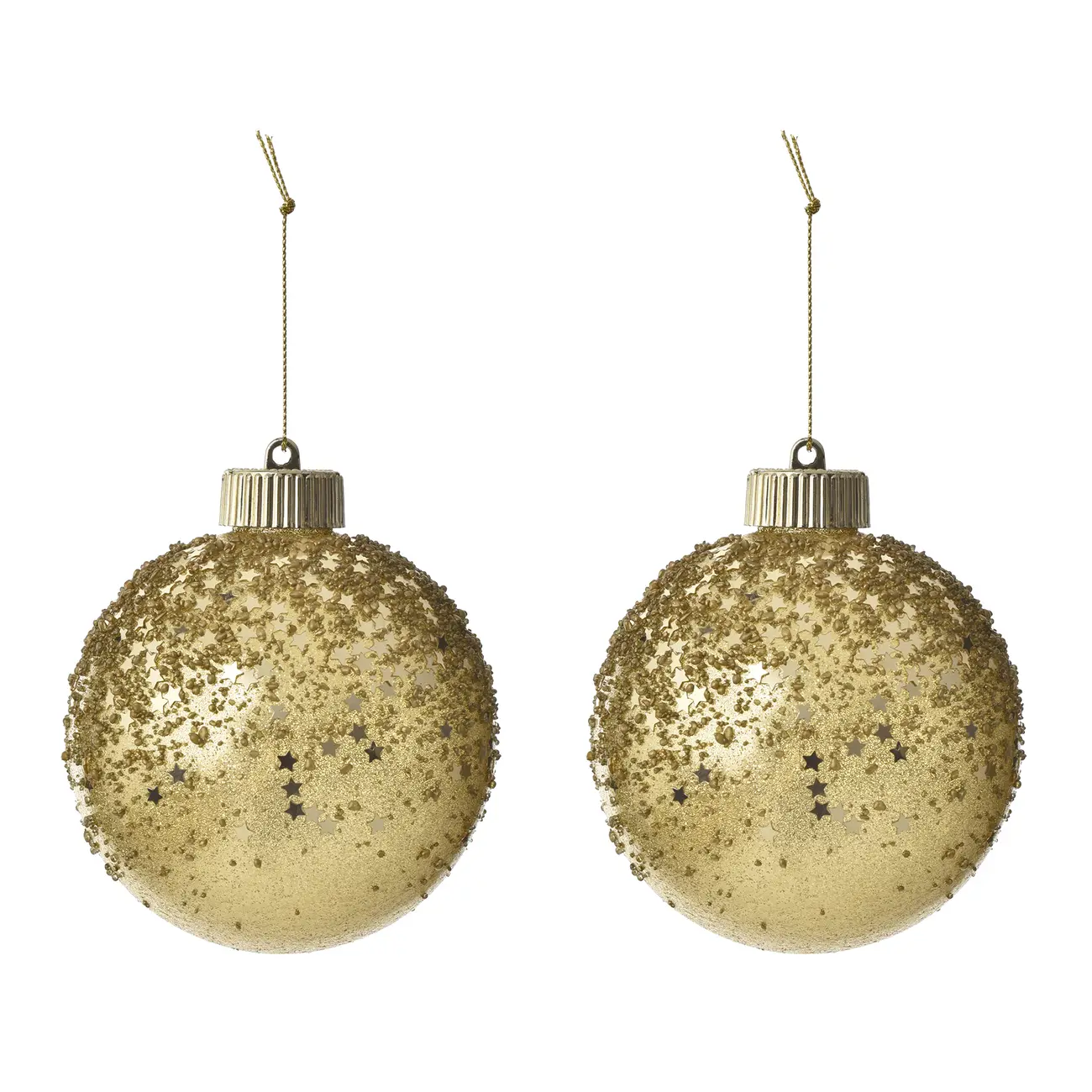 KIT PINGENTE BOLAS GLITTER COM 2 PEÇAS NATAL ASTRAL - DOURADO - Foto 1