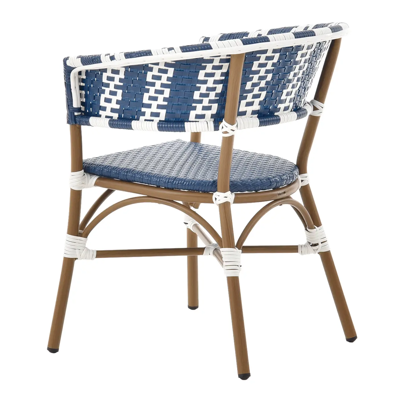 CADEIRA PARA ÁREA EXTERNA COM BRAÇOS BLUESTRIPE - CAFÉ/AZUL ESCURO - Foto 4