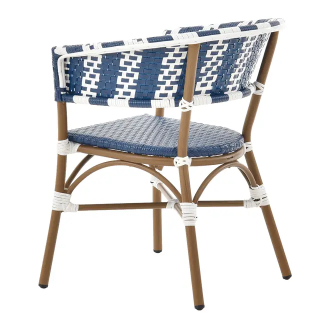 CADEIRA PARA ÁREA EXTERNA COM BRAÇOS BLUESTRIPE - CAFÉ/AZUL ESCURO - Foto 4