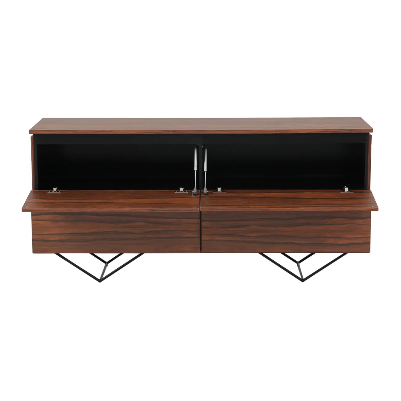 BUFFET 4 PORTAS BASCULANTES 1,60 M X 45 CM HEPTA - PAU FERRO/PRETO - Foto 6