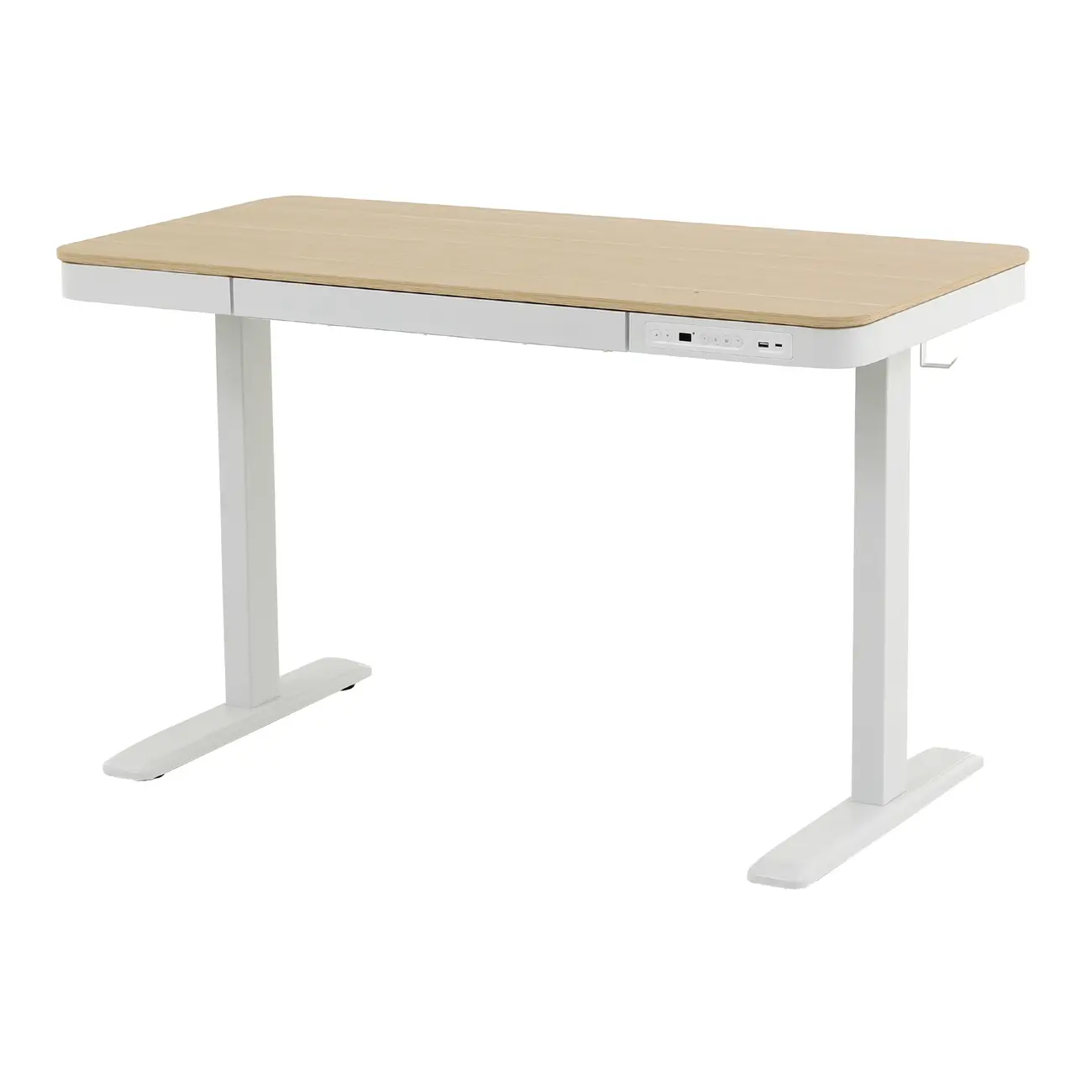 MESA DE ESCRITÓRIO REGULÁVEL E ELÉTRICA 1 GAVETA 1,18 M X 60 CM ELEVATION PLUS - BRANCO/CARVALHO - Foto 2