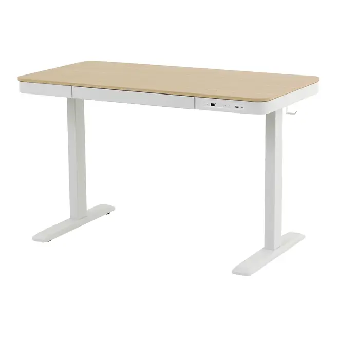 MESA DE ESCRITÓRIO REGULÁVEL E ELÉTRICA 1 GAVETA 1,18 M X 60 CM ELEVATION PLUS - BRANCO/CARVALHO - Foto 2