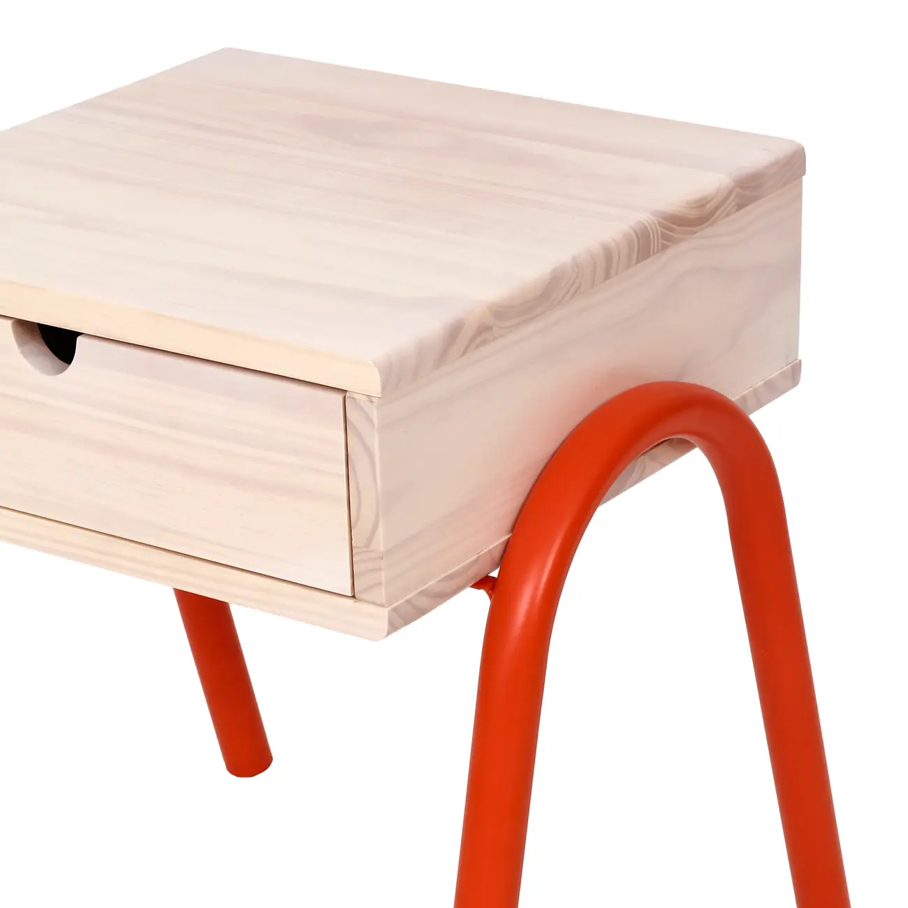 MESA DE CABECEIRA 1 GAVETA BOUNCE - LARANJA LED/NATURAL WASHED - Foto 8