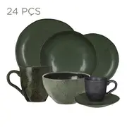 APARELHO DE JANTAR C/24 PÇS GEO ORGÂNICO - VERDE ESCURO/PRETO - Foto 1