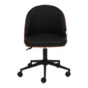 CADEIRA HOME OFFICE APLAY WOOD - PRETO/NOZES - Foto 2