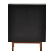 BUFFET 2 PORTAS 80 CM X 40 CM POINT - PRETO/NOZES - Foto 1