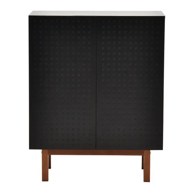 BUFFET 2 PORTAS 80 CM X 40 CM POINT - PRETO/NOZES - Foto 1