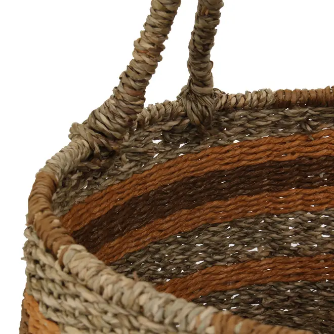 CESTO 32 CM X 30 CM X 30 CM ENTREMEADO - FIBRA CLARA/CANELA DO CEILÃO - Foto 8