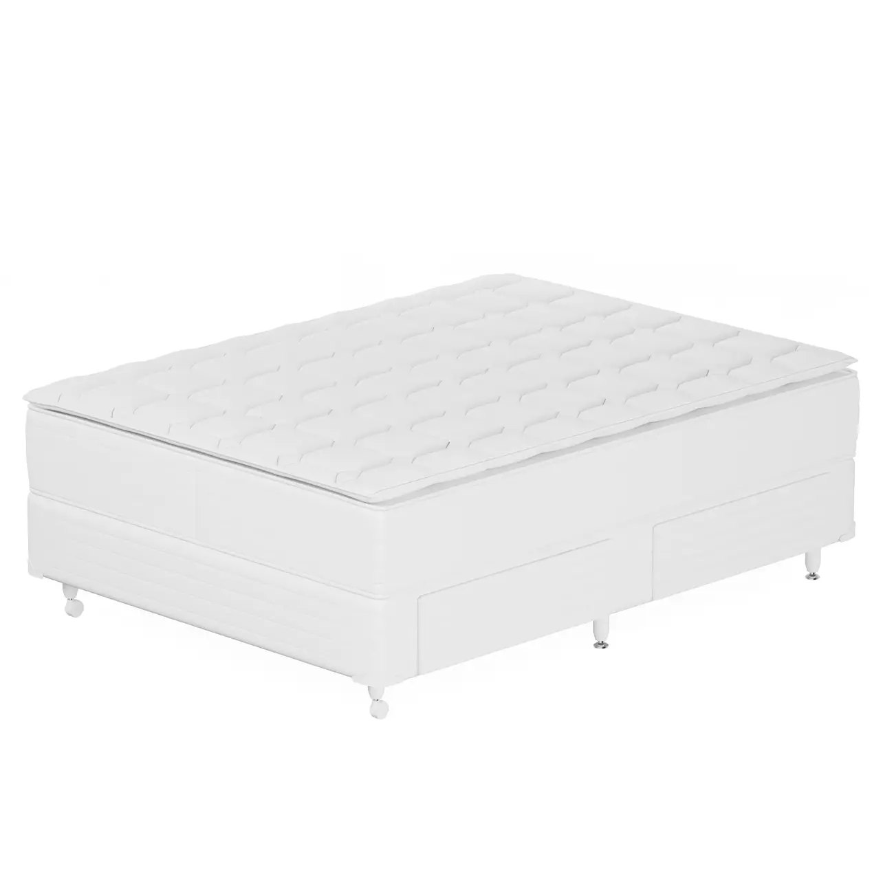 CAMA BOX DE CASAL C/GAVETA MIDDY - BRANCO/BRANCO - Foto 1