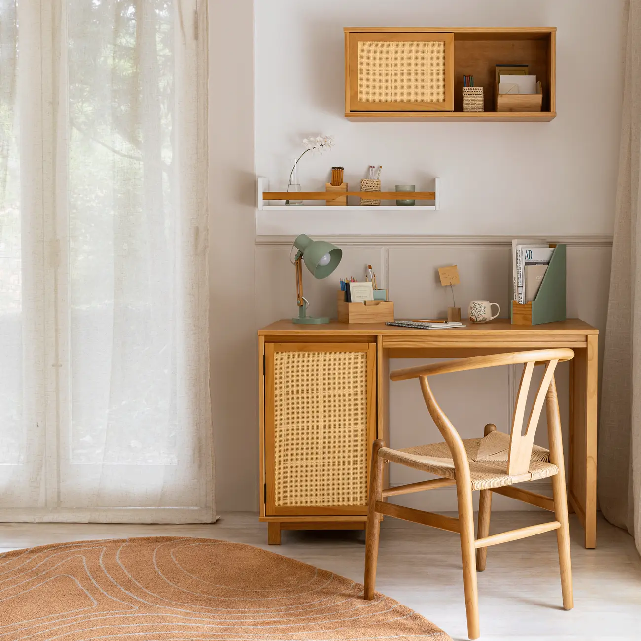 NICHO 1 PORTA DE CORRER COM PALHINHA 34 CM X 80 CM X 25 CM PALHANDI - AMÊNDOA/NATURAL - Foto 10