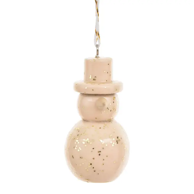 BONECO DE NEVE RESPINGO PINGENTE 8 CM NATAL ASTRAL - CREAM/DOURADO - Foto 1
