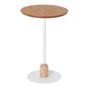 MESA LATERAL REDONDA 40 CM TARUGO - BRANCO/BAMBU - Foto 1