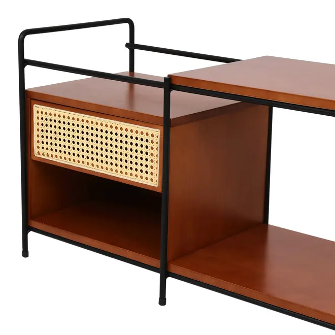 RACK 1 GAVETA 1,30 M X 36 CM COM PALHINHA VIERNES - NOZES/PRETO - Foto 6